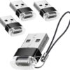 USB-A to USB-C Adapter with Lanyards (4-Pack)