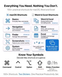 2026 Mac OS + Word-Excel Shortcut Stickers for MacBook Neo, Air & Pro - Image 7